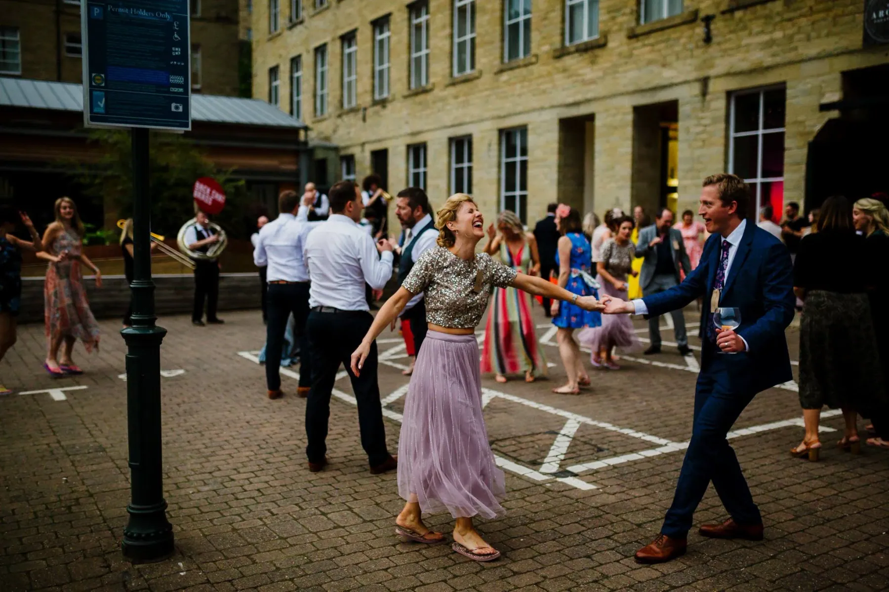 Outside, dancing